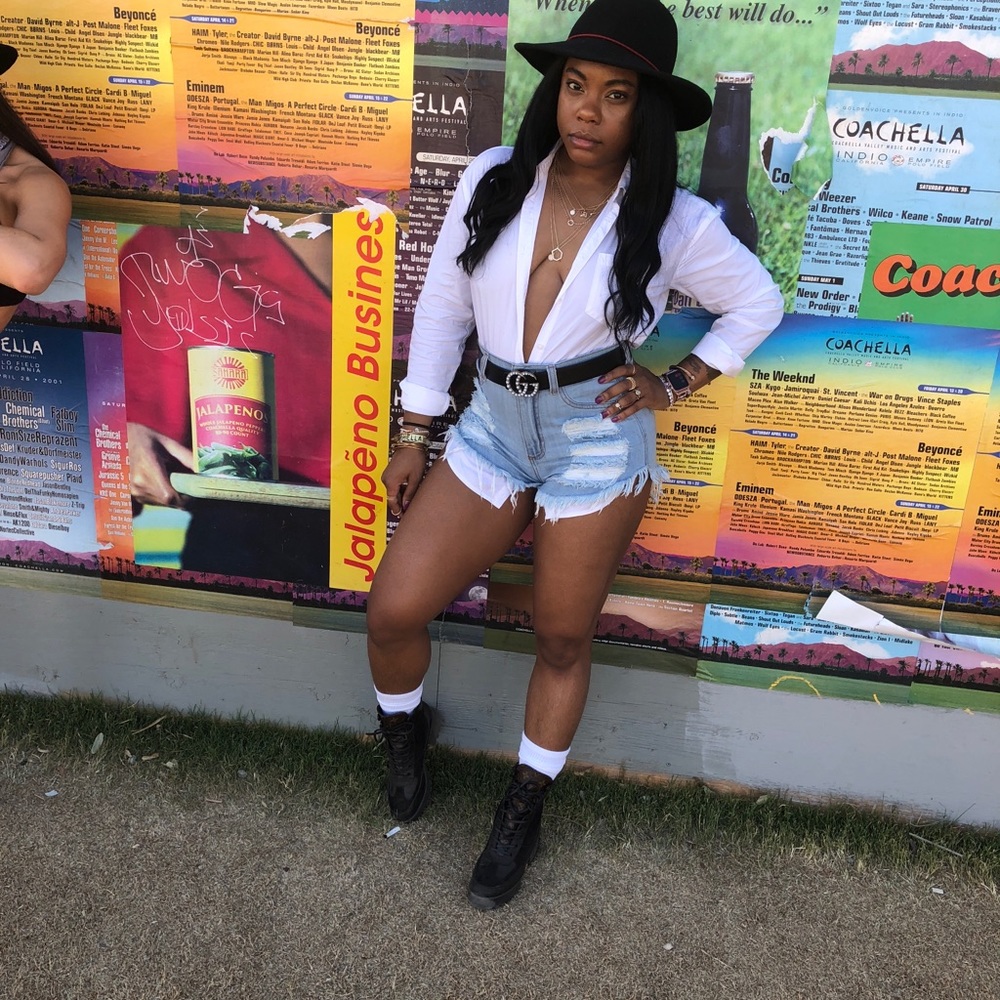 High waisted jean shorts